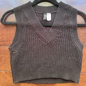 H&M Divided Black V-Neck Knit Sweater Vest